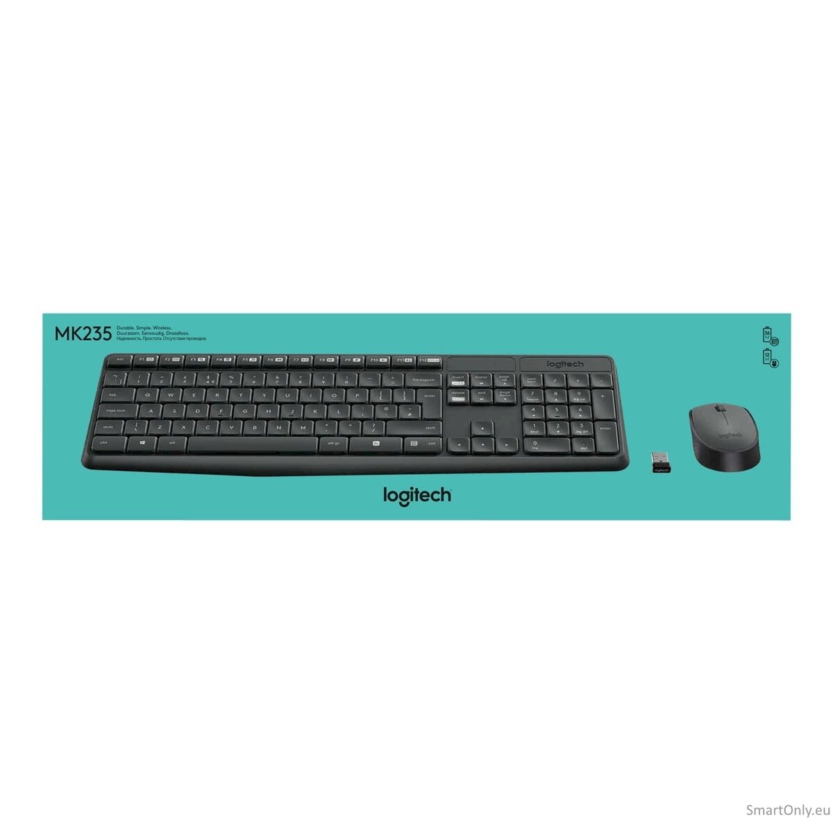 Logitech MK235 Keyboard and Mouse Set Wireless Mouse included Batteries included US Black 475 g 12 Logitech MK235 Keyboard and Mouse Set Wireless Mouse included Batteries included US Black 475 g 12