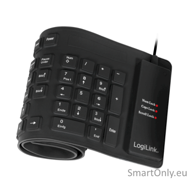 Logilink Flexible waterproof Keyboard USB + PS/2 ID0019A  Flexible keyboard Wired DE Black