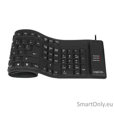 Logilink Flexible waterproof Keyboard USB + PS/2 ID0019A  Flexible keyboard Wired DE Black