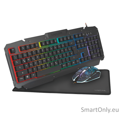 Logilink Gaming-Set, keyboard, mouse and mouspad ID0185 Keyboard, Mouse and Pad Set Wired Mouse included DE Numeric keypad
