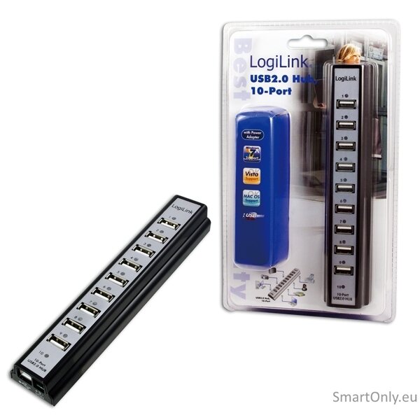 Logilink | USB 2.0 Hub-10 port whit power adapter Logilink | USB 2.0 Hub-10 port whit power adapter