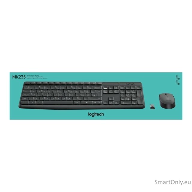 Logitech MK235 Keyboard and Mouse Set Wireless Mouse included Batteries included US Black 475 g 1
