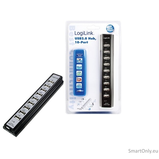 Logilink | USB 2.0 Hub-10 port whit power adapter 1 Logilink | USB 2.0 Hub-10 port whit power adapter 1