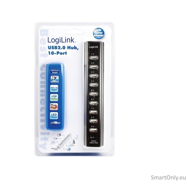 Logilink | USB 2.0 Hub-10 port whit power adapter 2