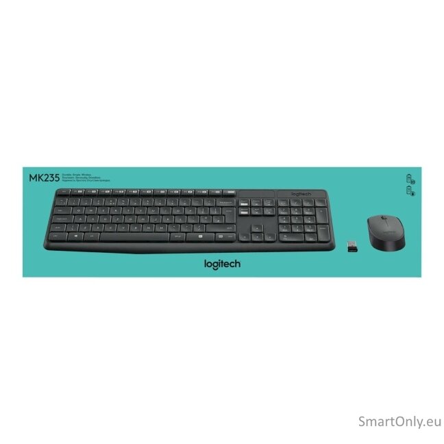 Logitech MK235 Keyboard and Mouse Set Wireless Mouse included Batteries included US Black 475 g 12
