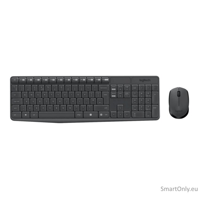 Logitech MK235 Keyboard and Mouse Set Wireless Mouse included Batteries included US Black 475 g 7
