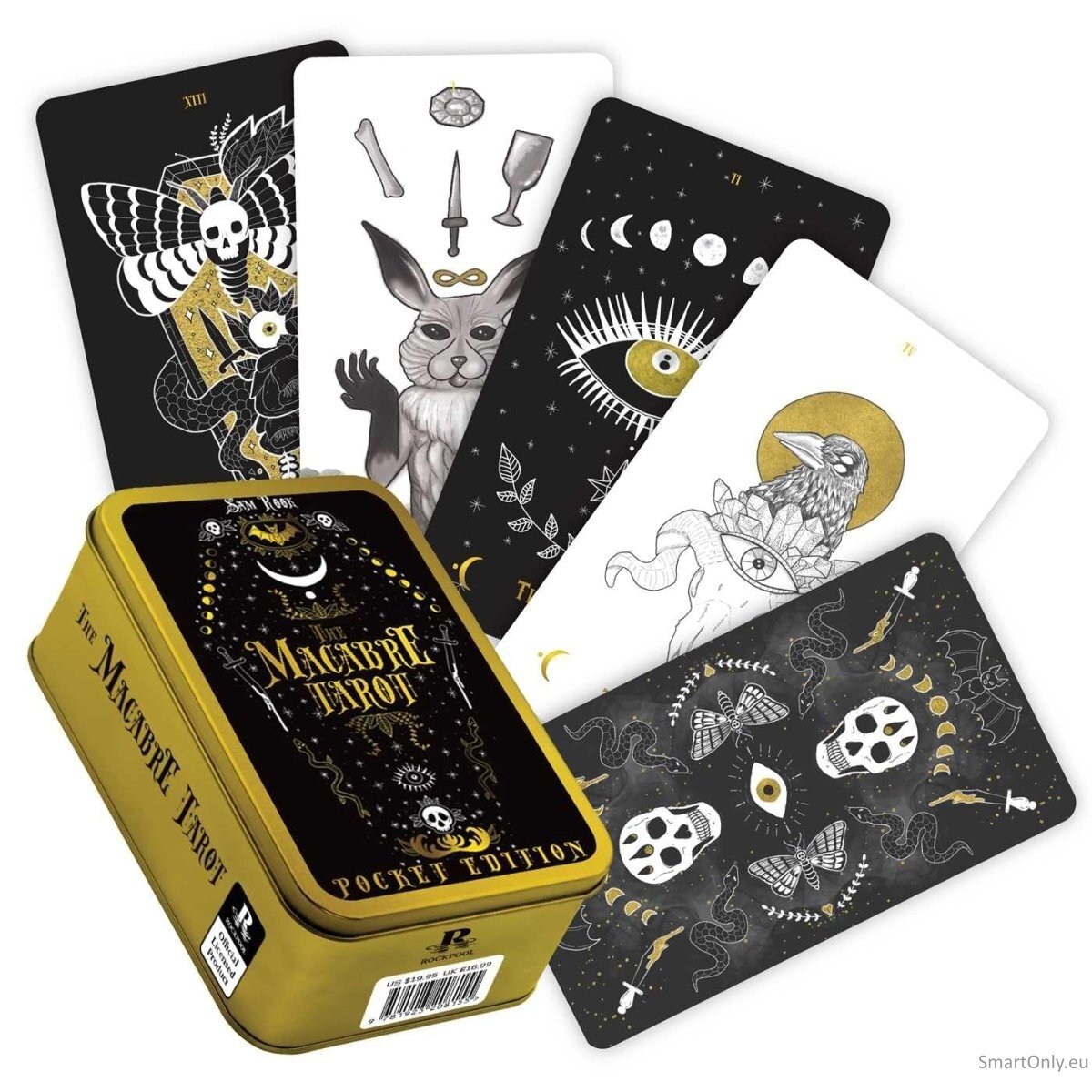 Macabre Taro kortos kišeninis leidimas metalinėje dėžutėje Rockpool Publishing Macabre Taro kortos kišeninis leidimas metalinėje dėžutėje Rockpool Publishing