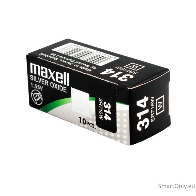 Maxell 314 (SR716W) sidabro oksido baterijos 10 vnt. Maxell 314 (SR716W) sidabro oksido baterijos 10 vnt.
