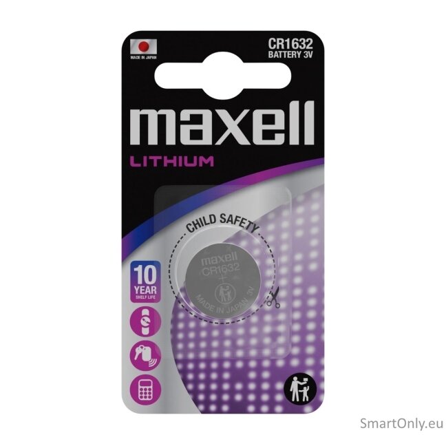 Maxell CR1632 ličio baterija, moneta, 1 vnt Maxell CR1632 ličio baterija, moneta, 1 vnt