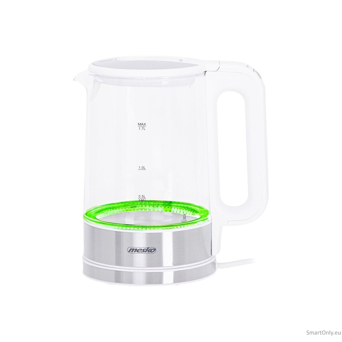 Mesko Kettle MS 1301w Electric 1850 W 1.7 L Glass/Stainless steel 360° rotational base White 7 Mesko Kettle MS 1301w Electric 1850 W 1.7 L Glass/Stainless steel 360° rotational base White 7