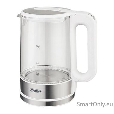 Mesko Kettle MS 1301w Electric 1850 W 1.7 L Glass/Stainless steel 360° rotational base White Mesko Kettle MS 1301w Electric 1850 W 1.7 L Glass/Stainless steel 360° rotational base White
