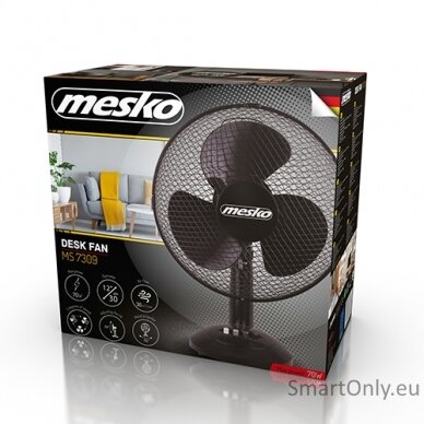 Mesko Fan MS 7309 Table Fan, Number of speeds 3, 40 W, Oscillation, Diameter 30 cm, Black 3