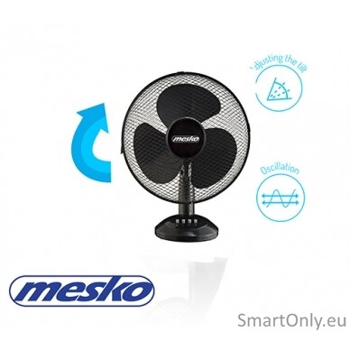 Mesko Fan MS 7310 Table Fan, Number of speeds 3, 45 W, Oscillation, Diameter 40 cm, Black 2