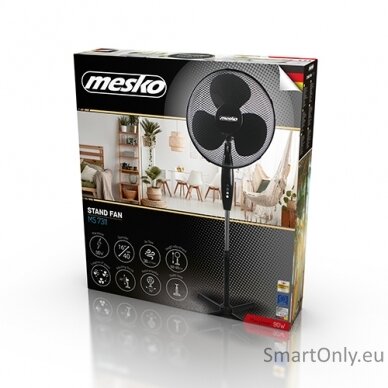 Mesko Fan MS 7311 Stand Fan, Number of speeds 3, 45 W, Oscillation, Diameter 40 cm, Black 4