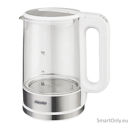 Mesko Kettle MS 1301w Electric 1850 W 1.7 L Glass/Stainless steel 360° rotational base White 1 Mesko Kettle MS 1301w Electric 1850 W 1.7 L Glass/Stainless steel 360° rotational base White 1