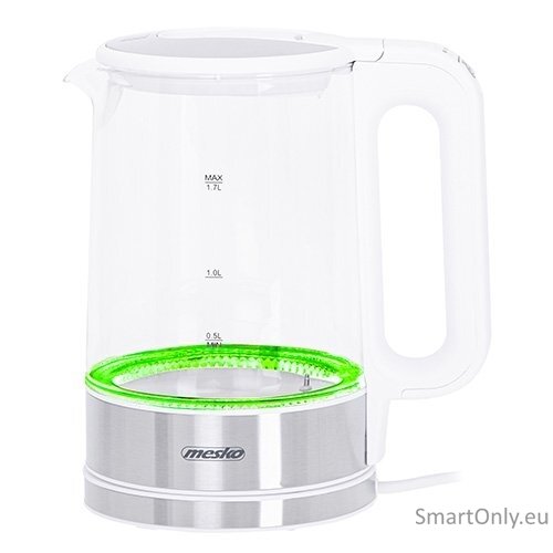 Mesko Kettle MS 1301w Electric 1850 W 1.7 L Glass/Stainless steel 360° rotational base White 2 Mesko Kettle MS 1301w Electric 1850 W 1.7 L Glass/Stainless steel 360° rotational base White 2