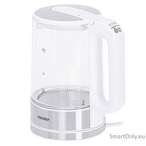 Mesko Kettle MS 1301w Electric 1850 W 1.7 L Glass/Stainless steel 360° rotational base White 3 Mesko Kettle MS 1301w Electric 1850 W 1.7 L Glass/Stainless steel 360° rotational base White 3