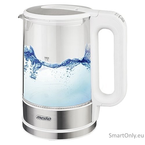 Mesko Kettle MS 1301w Electric 1850 W 1.7 L Glass/Stainless steel 360° rotational base White Mesko Kettle MS 1301w Electric 1850 W 1.7 L Glass/Stainless steel 360° rotational base White