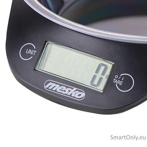 Mesko Kitchen scale with a bowl MS 3164 Maximum weight (capacity) 5 kg Graduation 1 g Display type LCD Black 1 Mesko Kitchen scale with a bowl MS 3164 Maximum weight (capacity) 5 kg Graduation 1 g Display type LCD Black 1