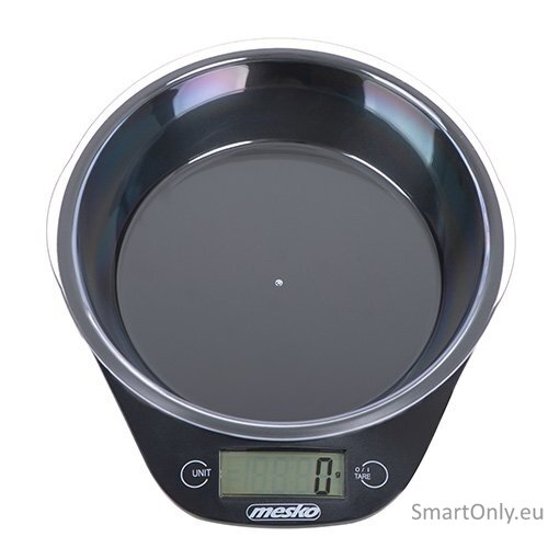 Mesko Kitchen scale with a bowl MS 3164 Maximum weight (capacity) 5 kg Graduation 1 g Display type LCD Black 3 Mesko Kitchen scale with a bowl MS 3164 Maximum weight (capacity) 5 kg Graduation 1 g Display type LCD Black 3