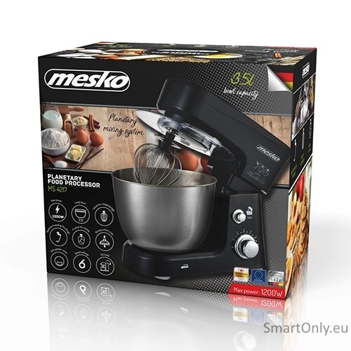 Mesko | MS 4217 | 1200 W | Number of speeds 6 | Bowl capacity 3.5 L | Stainless steel/Black 6 Mesko | MS 4217 | 1200 W | Number of speeds 6 | Bowl capacity 3.5 L | Stainless steel/Black 6