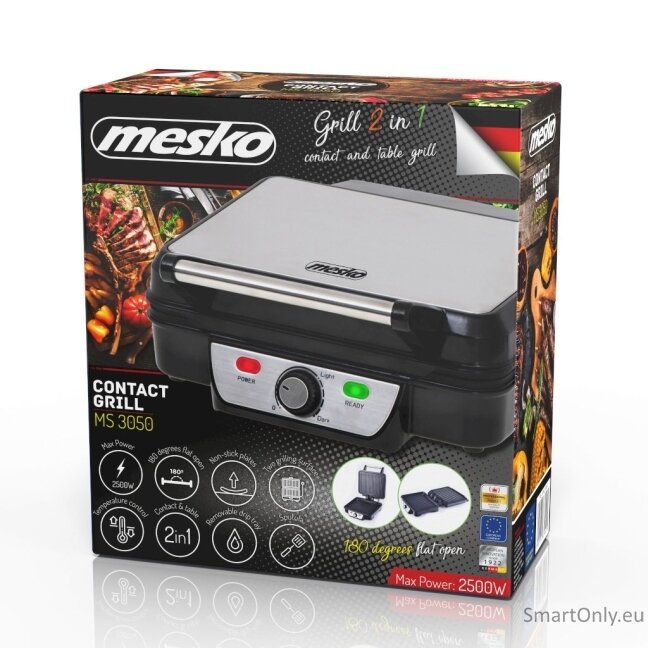 Mesko Grill MS 3050 Contact grill 1800 W Black/Stainless steel 5 Mesko Grill MS 3050 Contact grill 1800 W Black/Stainless steel 5