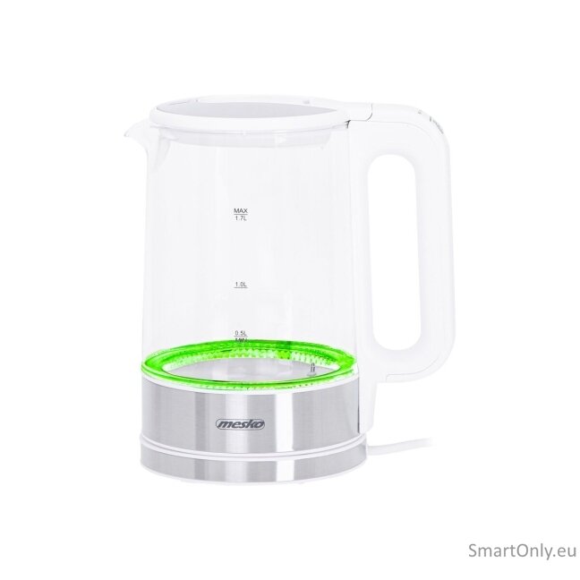 Mesko Kettle MS 1301w Electric 1850 W 1.7 L Glass/Stainless steel 360° rotational base White 7 Mesko Kettle MS 1301w Electric 1850 W 1.7 L Glass/Stainless steel 360° rotational base White 7