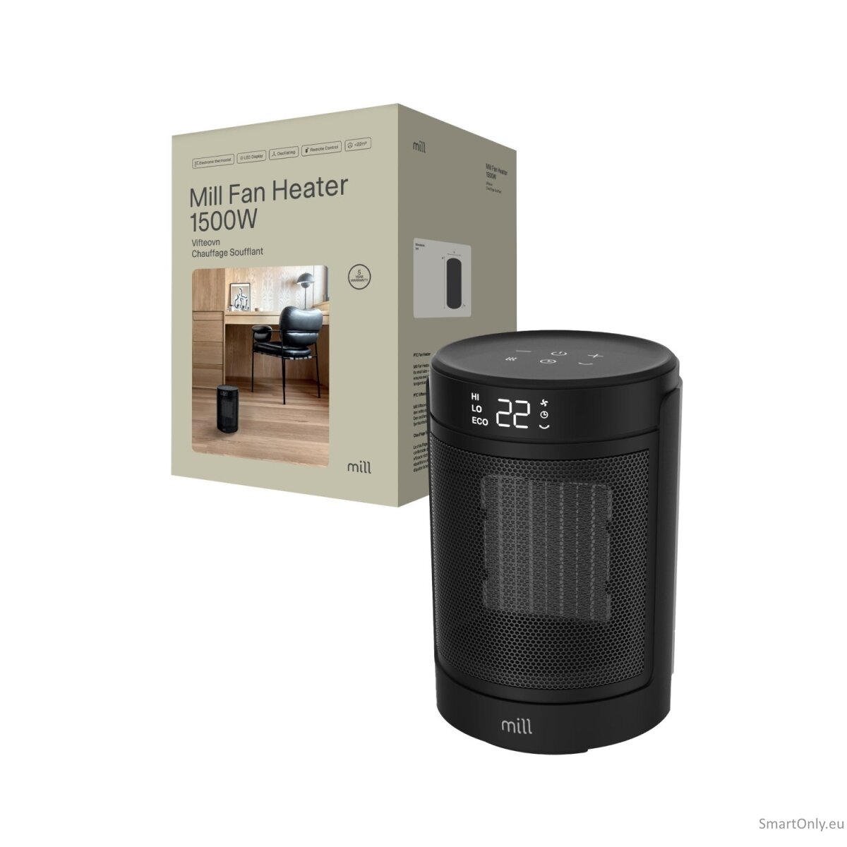 Mill FH1500BLACK | Ceramic fan heater | 1500 W | Suitable for rooms up to 22 m² | Black 6 Mill FH1500BLACK | Ceramic fan heater | 1500 W | Suitable for rooms up to 22 m² | Black 6