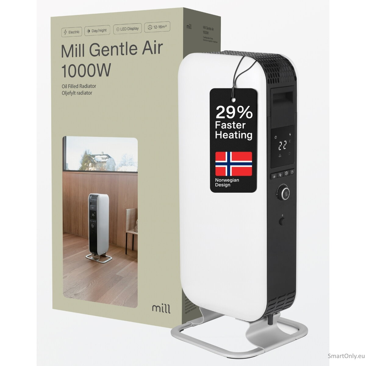 Mill | Heater | AB-H1000DN | Oil Filled Radiator | 1000 W | Number of power levels 3 | Suitable for rooms up to 12-16 m³ | White 15
