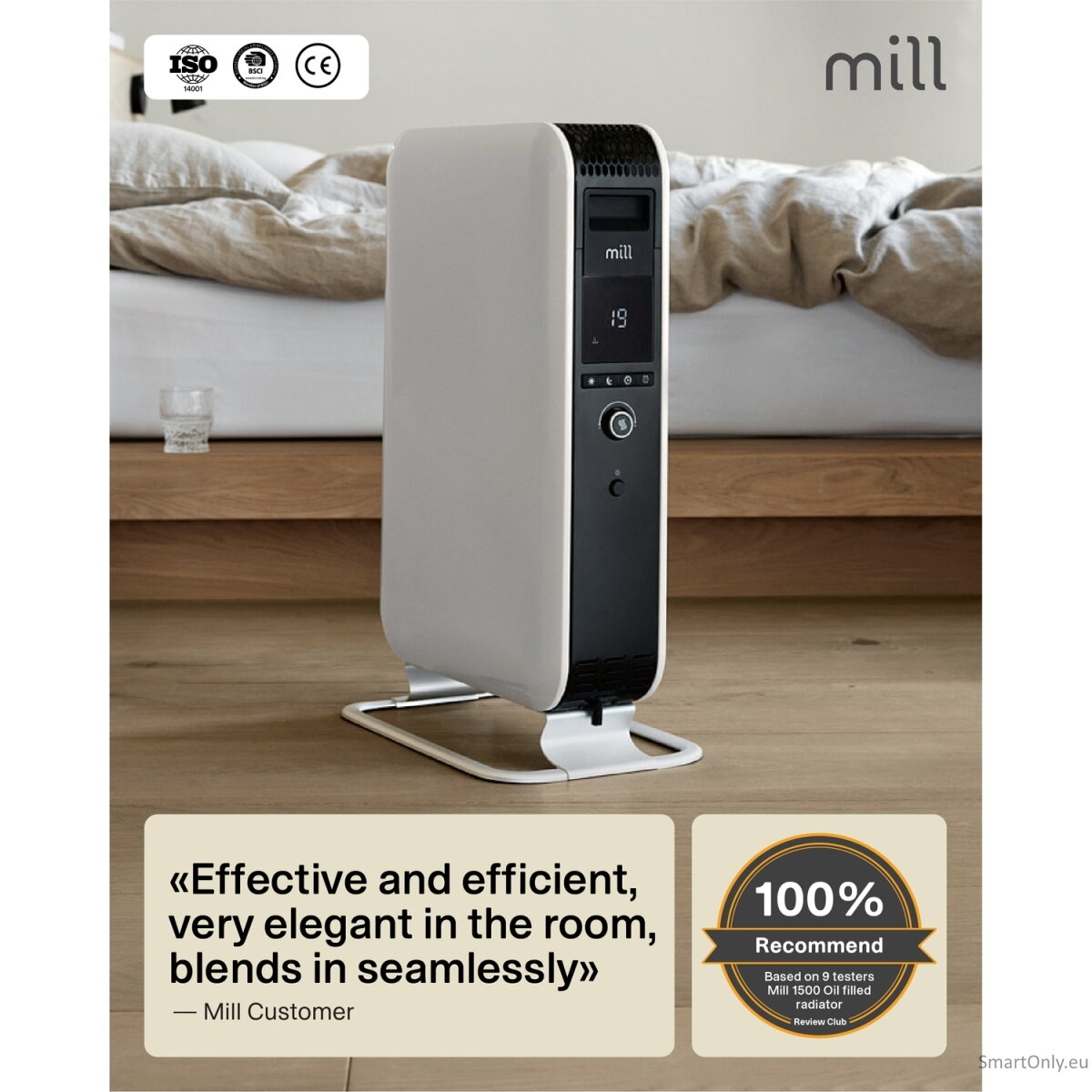 Mill | Heater | AB-H1000DN | Oil Filled Radiator | 1000 W | Number of power levels 3 | Suitable for rooms up to 12-16 m³ | White 19 Mill | Heater | AB-H1000DN | Oil Filled Radiator | 1000 W | Number of power levels 3 | Suitable for rooms up to 12-16 m³ | White 19