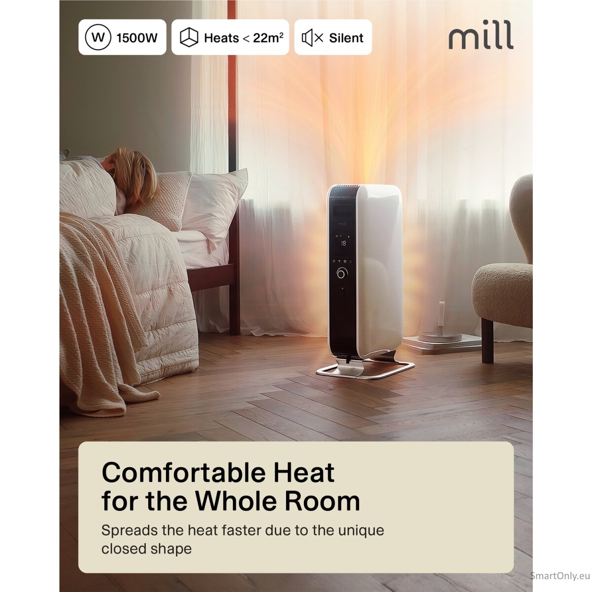 Mill | Heater | AB-H1500DN | Oil Filled Radiator | 1500 W | Number of power levels 3 | Suitable for rooms up to 16-24 m² | White 9 Mill | Heater | AB-H1500DN | Oil Filled Radiator | 1500 W | Number of power levels 3 | Suitable for rooms up to 16-24 m² | White 9
