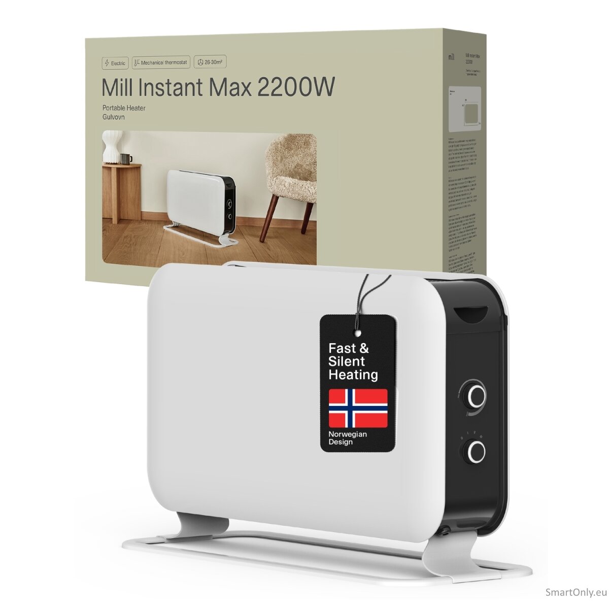 Mill | Heater | CO2200MECMAX | Convection Heater | 2200 W | Number of power levels 3 | Suitable for rooms up to max 30 m² | White 11