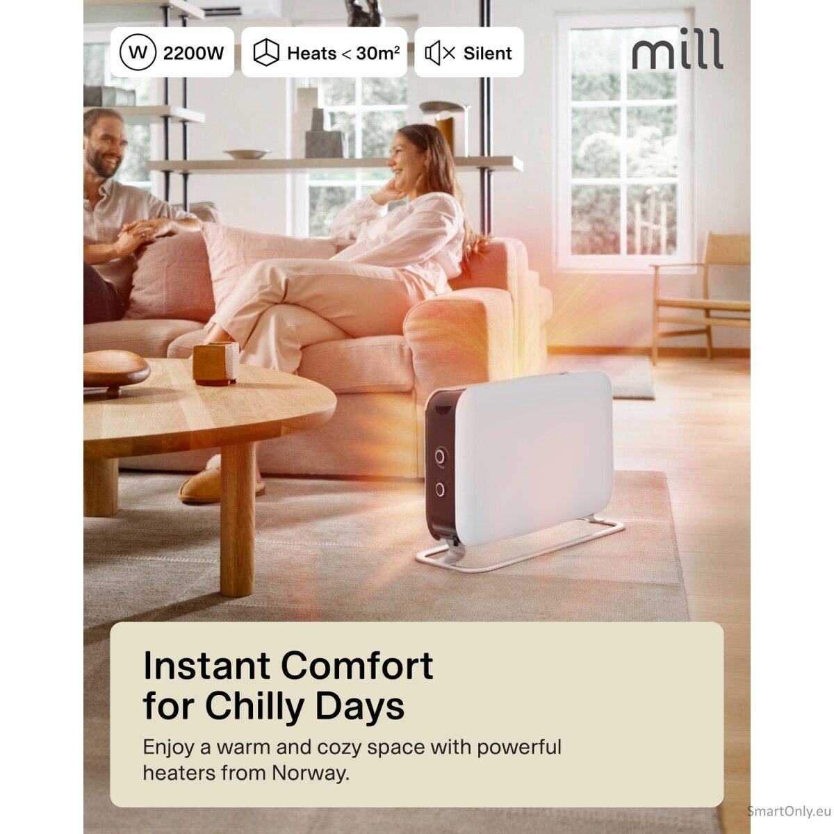 Mill | Heater | CO2200MECMAX | Convection Heater | 2200 W | Number of power levels 3 | Suitable for rooms up to max 30 m² | White 12 Mill | Heater | CO2200MECMAX | Convection Heater | 2200 W | Number of power levels 3 | Suitable for rooms up to max 30 m² | White 12