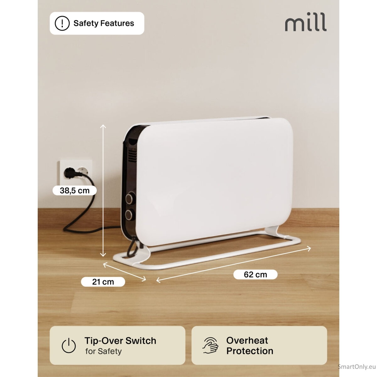 Mill | Heater | SG2000MEC | Convection Heater | 2000 W | Number of power levels 3 | Suitable for rooms up to 5-20 m² | White | N/A 11 Mill | Heater | SG2000MEC | Convection Heater | 2000 W | Number of power levels 3 | Suitable for rooms up to 5-20 m² | White | N/A 11