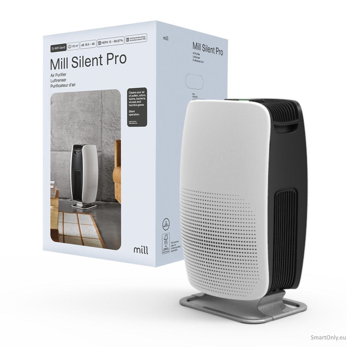 Mill Silent Pro Air Purifier APSILENT Suitable for rooms up to 115 m² 68.3 m³ White/Black 10