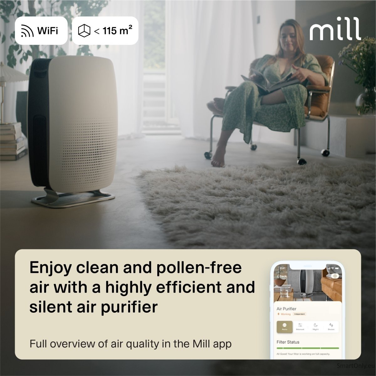 Mill Silent Pro Air Purifier APSILENT Suitable for rooms up to 115 m² 68.3 m³ White/Black 4