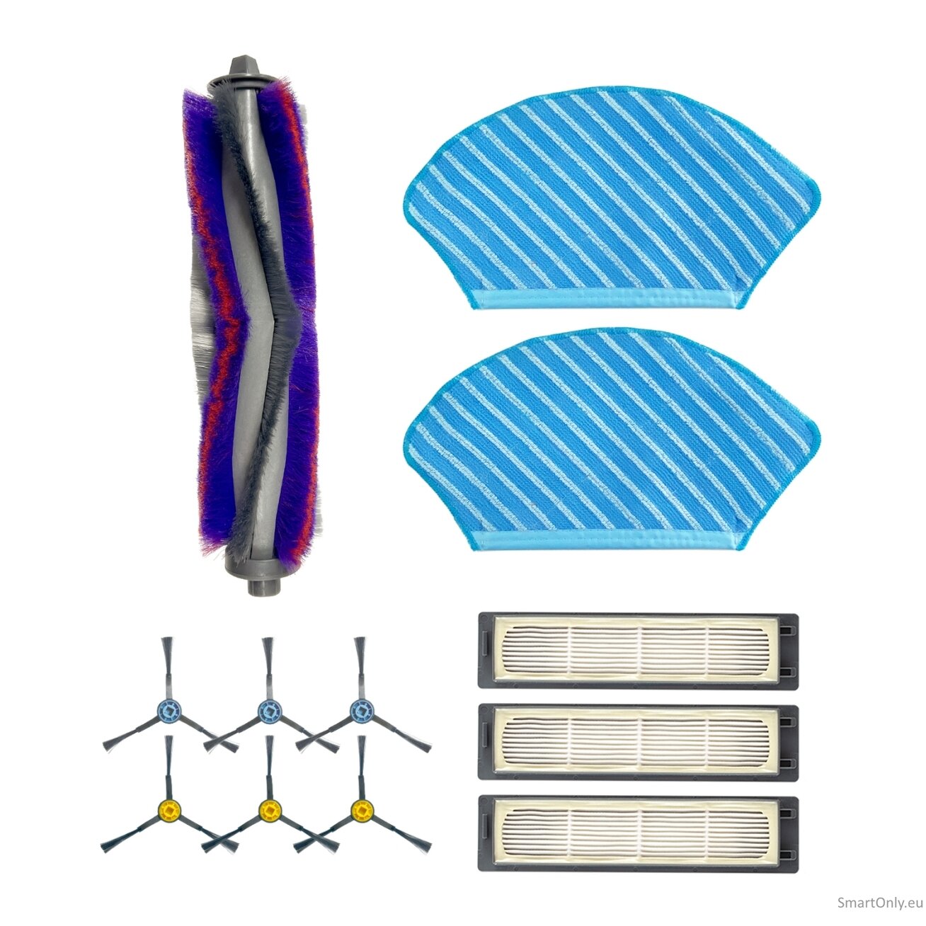 Midea Spare Parts Kit: Side Brush×6pcs, Main Brush×1pc, HEPA Filter×3pcs, Mopping Cloth×2pcs for M7 | Midea