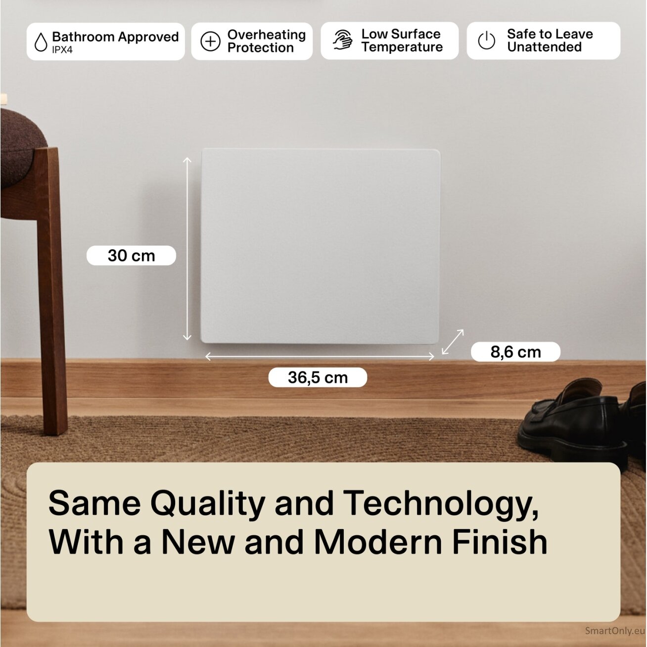 Mill Color Panel Heater | COLOR250 | Panel Heater | 250 W | Suitable for rooms up to 2-5 m² | Matte White | IPX4 10