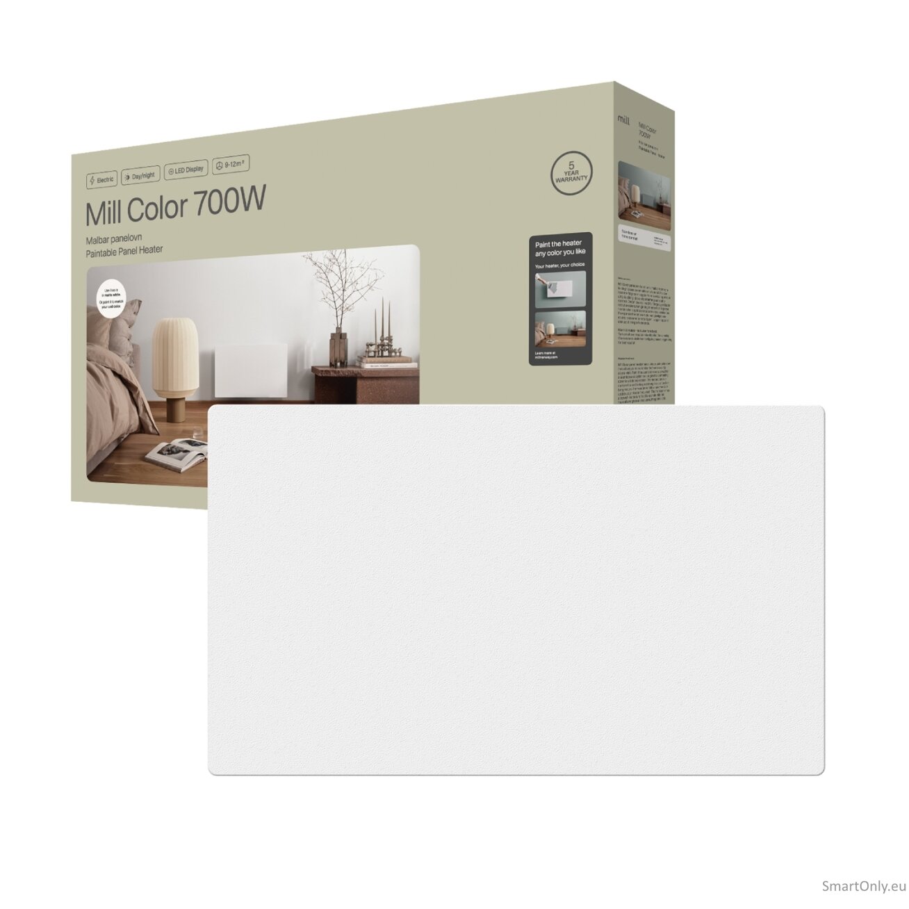 Mill Color Panel Heater | COLOR700DN | Panel Heater | 700 W | Suitable for rooms up to 9-12 m² | Matt White | IPX4 Mill Color Panel Heater | COLOR700DN | Panel Heater | 700 W | Suitable for rooms up to 9-12 m² | Matt White | IPX4
