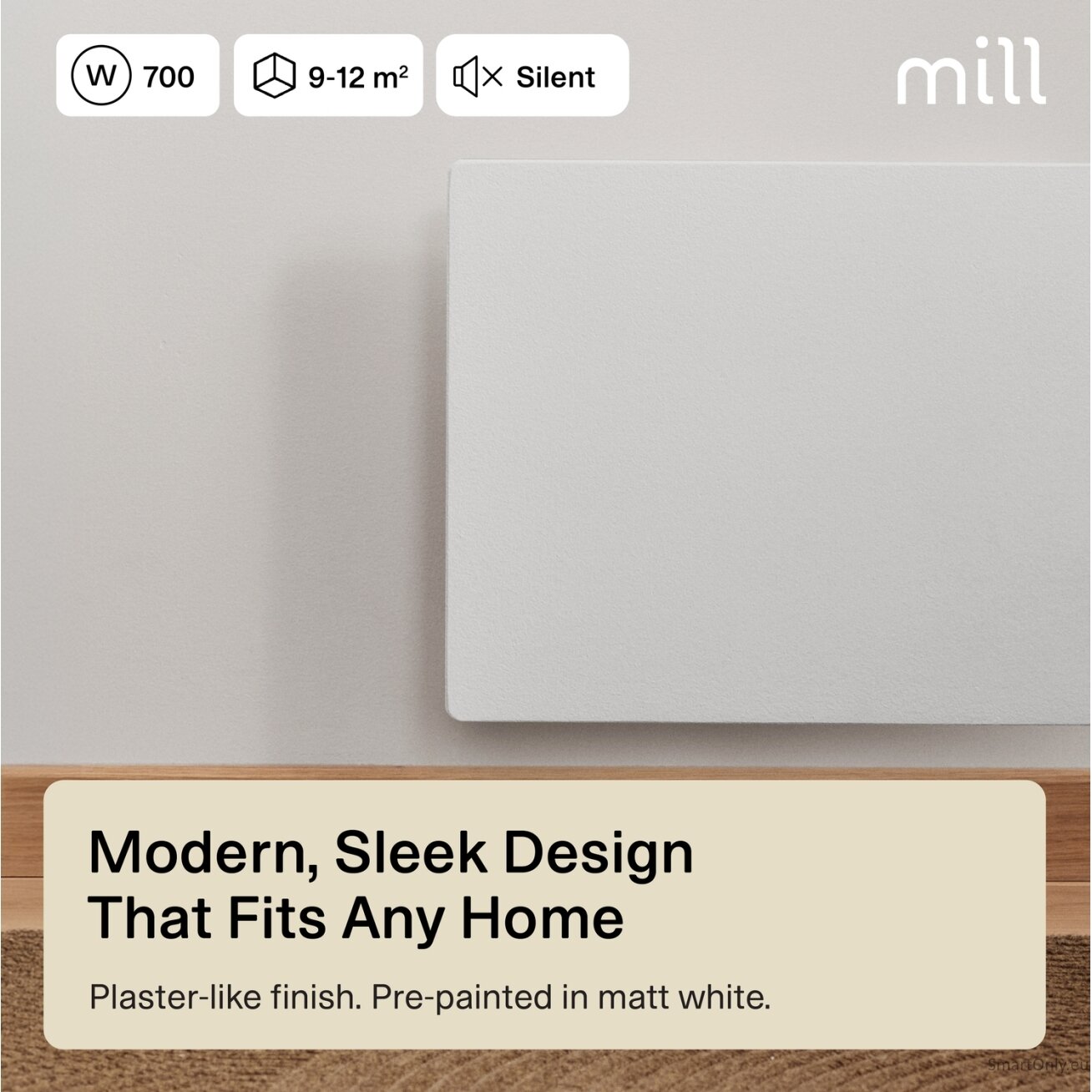 Mill Color Panel Heater, Wifi+App control | COLOR700WIFI4 | Panel Heater | 700 W | Suitable for rooms up to 9-12 m² | Matte White | IPX4 7