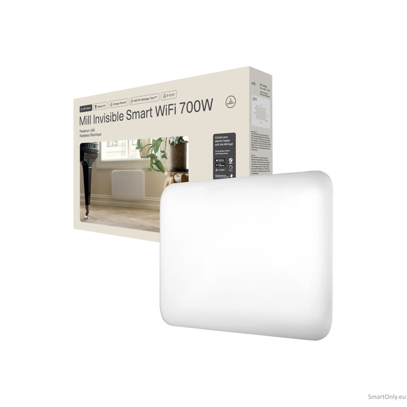 Mill Invisible Smart WiFi Heater | PA700WIFI4 | Panel Heater | 700 W | Suitable for rooms up to 9-12 m² | White | IPX4 11 Mill Invisible Smart WiFi Heater | PA700WIFI4 | Panel Heater | 700 W | Suitable for rooms up to 9-12 m² | White | IPX4 11