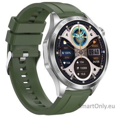 MICROWEAR GT4 Max išmanusis laikrodis silver/green silicone MICROWEAR GT4 Max išmanusis laikrodis silver/green silicone