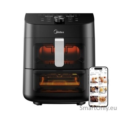 Midea Two Zone Airfryer | MAD1100DADK | Power 1850 W | Capacity 4.4/6.4 L | Rapid Air technology | Black