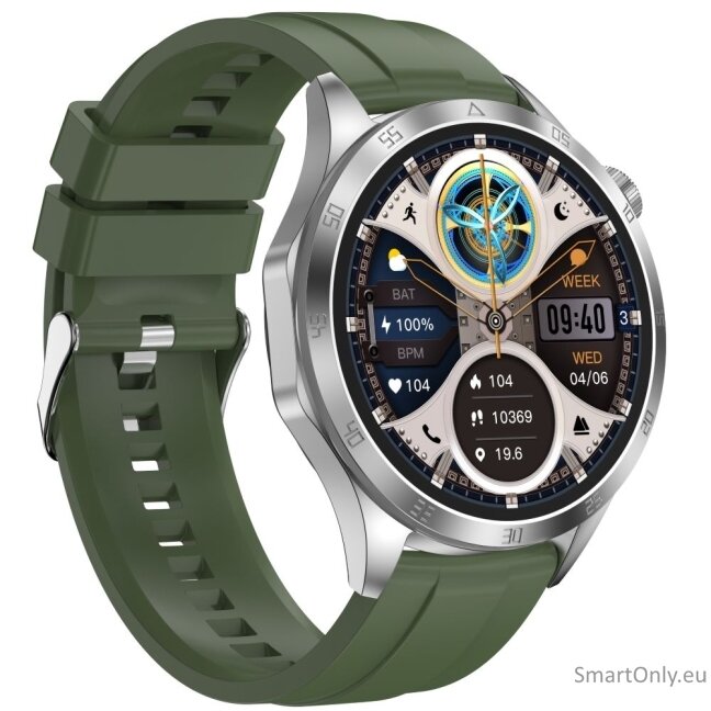 Microwear GT4 Max Smart Watch silver/green silicone 1 Microwear GT4 Max Smart Watch silver/green silicone 1