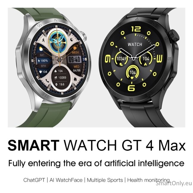 Microwear GT4 Max Smart Watch silver/green silicone 4 Microwear GT4 Max Smart Watch silver/green silicone 4