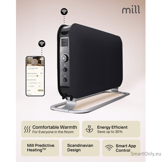 Mill CO1200WIFI3BLACK GEN3 Convection Heater, 1200W, Steel fronts, LED display, Black | Mill | Heater | CO1200WIFI3BLACK GEN3 | Convection Heater | 1200 W | Black 8 Mill CO1200WIFI3BLACK GEN3 Convection Heater, 1200W, Steel fronts, LED display, Black | Mill | Heater | CO1200WIFI3BLACK GEN3 | Convection Heater | 1200 W | Black 8