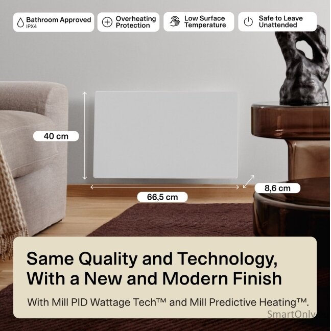 Mill Color Panel Heater, Wifi+App control | COLOR700WIFI4 | Panel Heater | 700 W | Suitable for rooms up to 9-12 m² | Matte White | IPX4 10 Mill Color Panel Heater, Wifi+App control | COLOR700WIFI4 | Panel Heater | 700 W | Suitable for rooms up to 9-12 m² | Matte White | IPX4 10