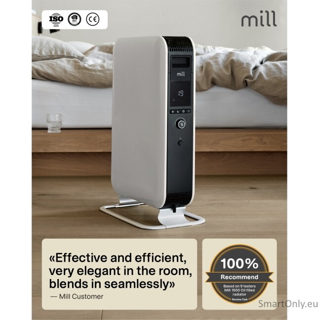 Mill | Heater | AB-H1000DN | Oil Filled Radiator | 1000 W | Number of power levels 3 | Suitable for rooms up to 12-16 m³ | White 19 Mill | Heater | AB-H1000DN | Oil Filled Radiator | 1000 W | Number of power levels 3 | Suitable for rooms up to 12-16 m³ | White 19