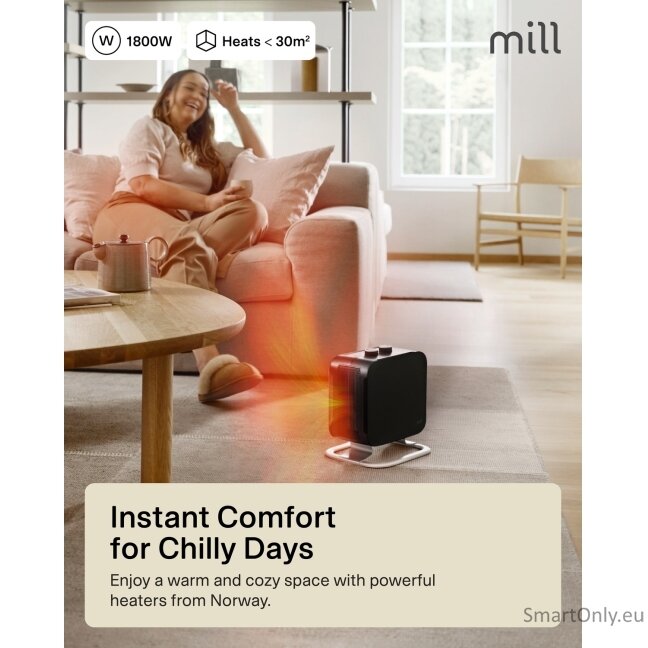 Mill | Heater | CUS1800MECBA | PTC Fan | 1800 W | Suitable for rooms up to 30 m² | Black 10