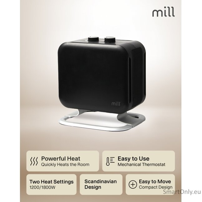 Mill | Heater | CUS1800MECBA | PTC Fan | 1800 W | Suitable for rooms up to 30 m² | Black 11 Mill | Heater | CUS1800MECBA | PTC Fan | 1800 W | Suitable for rooms up to 30 m² | Black 11